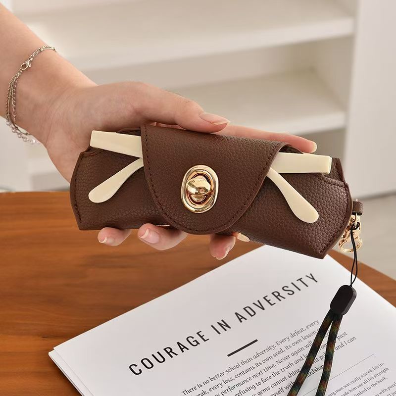 Unisex Portable Pressure-resistant Genuine Leather Prescription Glasses and Sunglasses Case