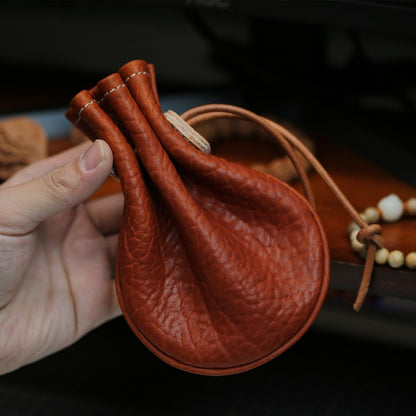 Retro Handmade Leather Coin Wallet Storage Bag