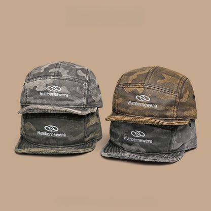 Retro Flip Hat Camouflage Beret Casual Cap Adjustable Hat