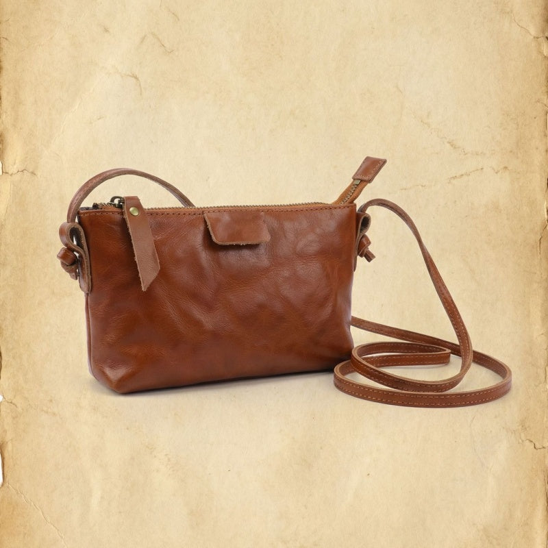 Retro Handmade Leather Small Crossbody Bag Portable Compact Organizer