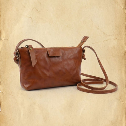 Retro Handmade Leather Small Crossbody Bag Portable Compact Organizer