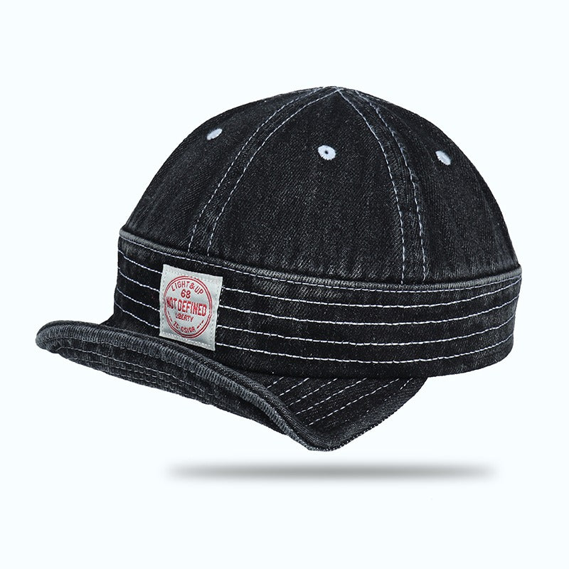 Retro Denim Flip Hat Beret Casual Cap Adjustable Hat