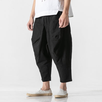 Retro Elasitc Waistband Cotton Linen Harem Pants
