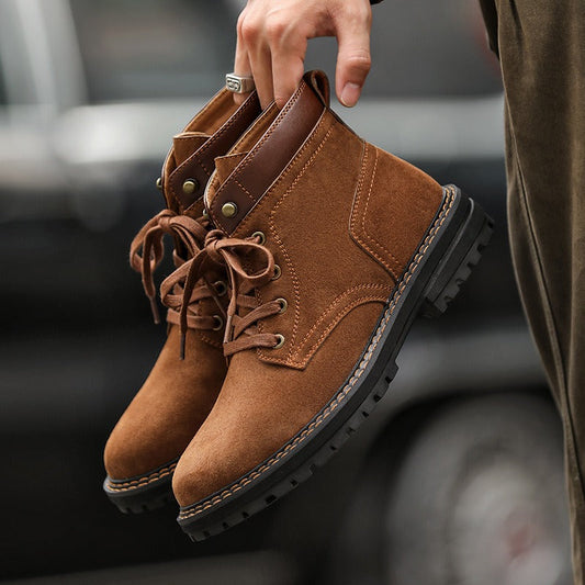 Retro Lacing Anti-slip Suede Boots