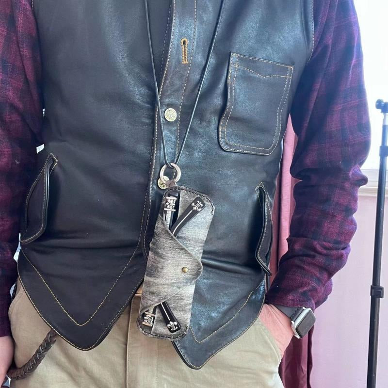 Retro Tanned Leather Glasses Case