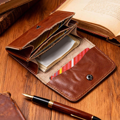 Vintage Leather Handmade Card Wallet