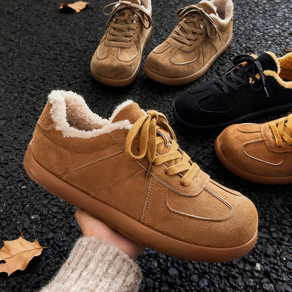 Retro Velvet Thickened Lace-up Warm Shoes