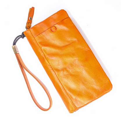 Men's Vintage Genuine Leather Wallet - Handmade Large Capacity Cowhide Money Clip