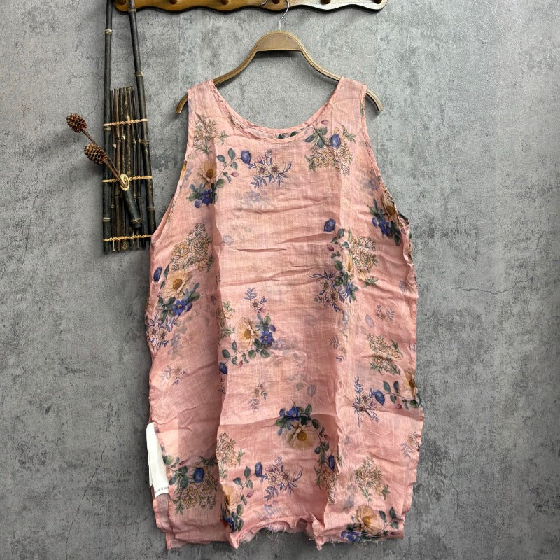 Retro Summer Ramen Printed Loose Sleeveless Shirt