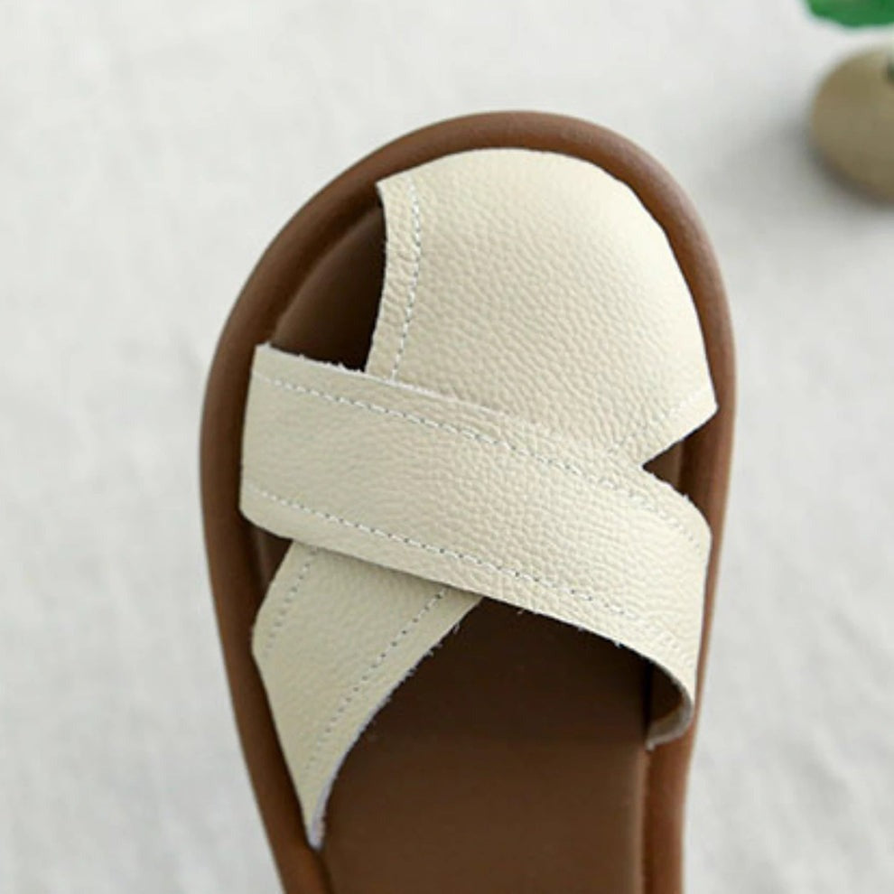 Retro Cross-strap Hollow Velcro Sandals