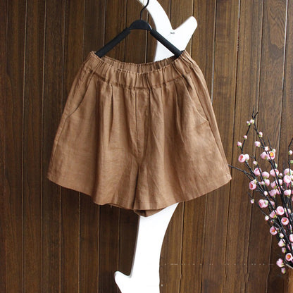 Retro Linen Cotton Shorts with pocket