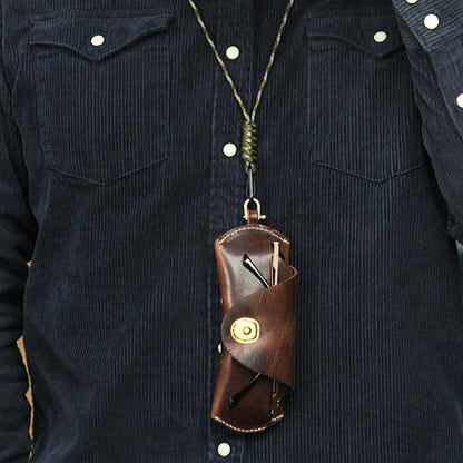 Retro Tanned Leather Glasses Case