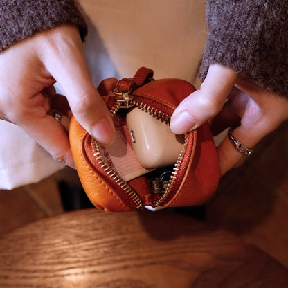 Retro Handmade Leather Coin Wallet Earphone Bag