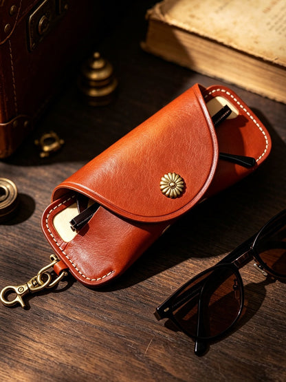 Retro Tanned Leather Glasses Case