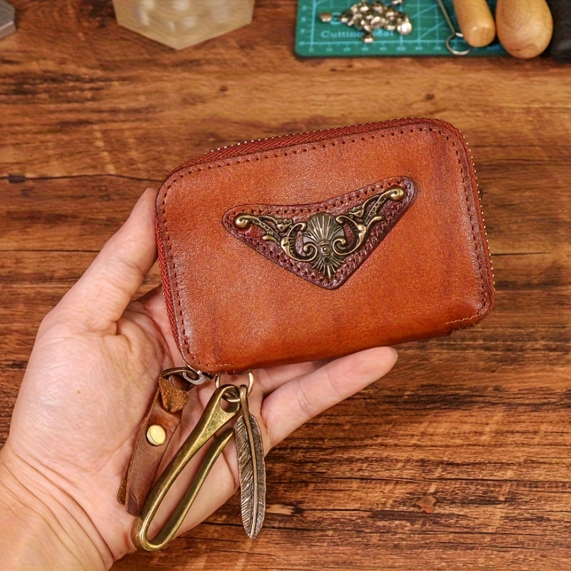 Vintage Leather Key Pouch Also Serves As a Coin And Card Holder