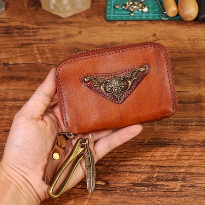Vintage Leather Key Pouch Also Serves As a Coin And Card Holder