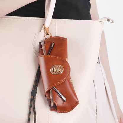 Unisex Portable Pressure-resistant Genuine Leather Prescription Glasses and Sunglasses Case