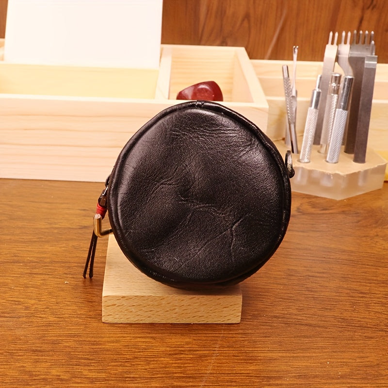 Hand-Brushed Vegetable Tanned Cowhide Coin Bag