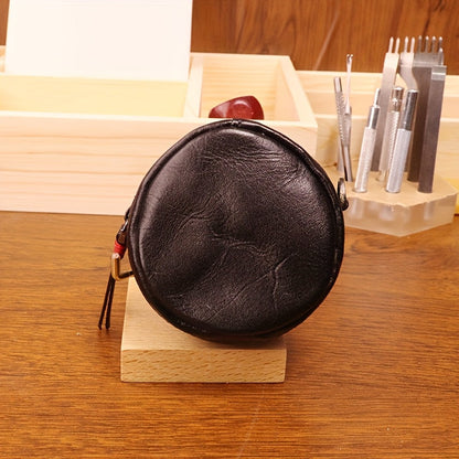 Hand-Brushed Vegetable Tanned Cowhide Coin Bag