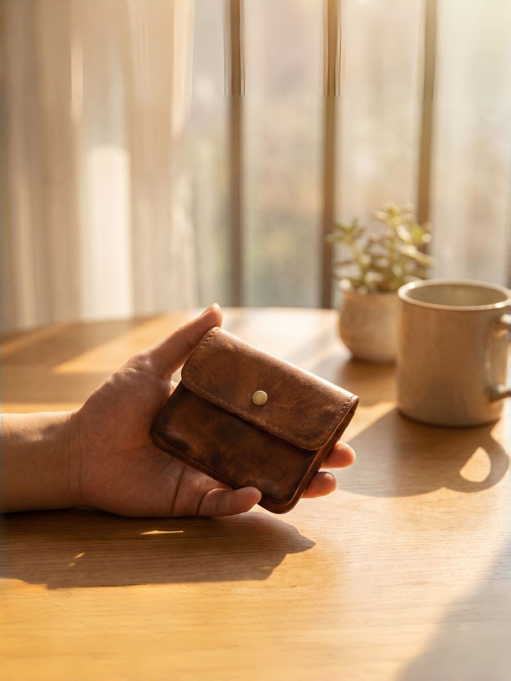 Vintage Leather Cards Holder Coin Wallet