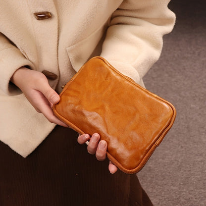 Retro Leather Distressed Top-Grain Cowhide Clutch Bag