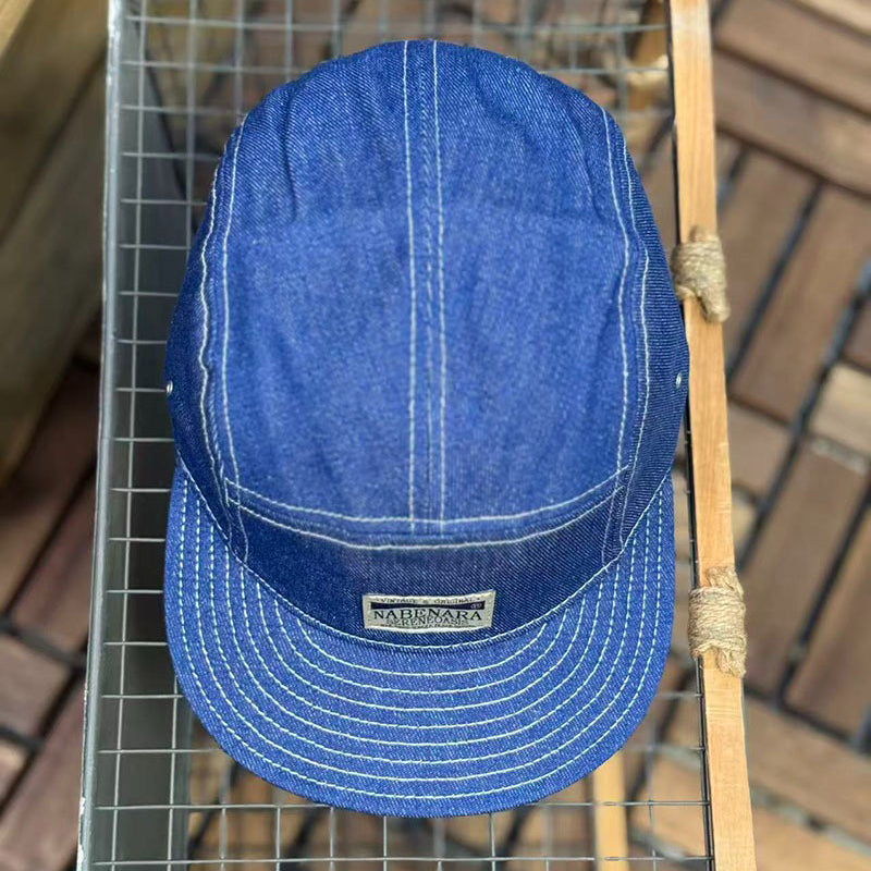 Retro Denim Flip Hat Beret Casual Cap Adjustable Hat