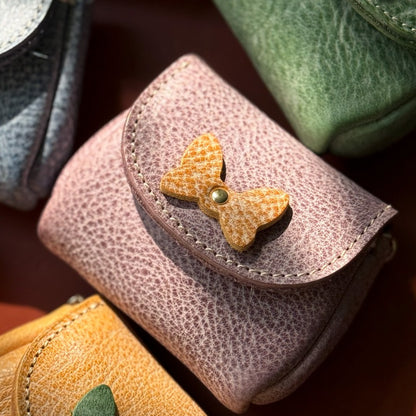 Retro Handmade Leather Coin Wallet Storage Bag