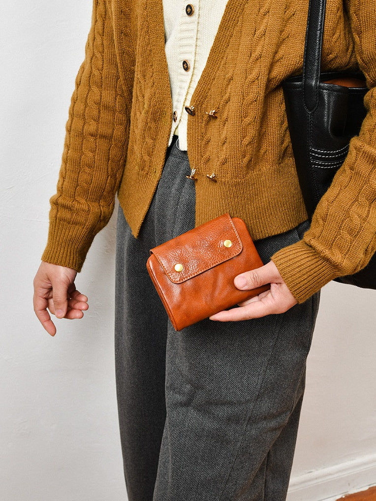 Retro Handmade Leather Short Wallet