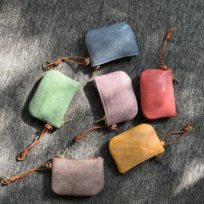 Retro Handmade Leather Zipper Wallet