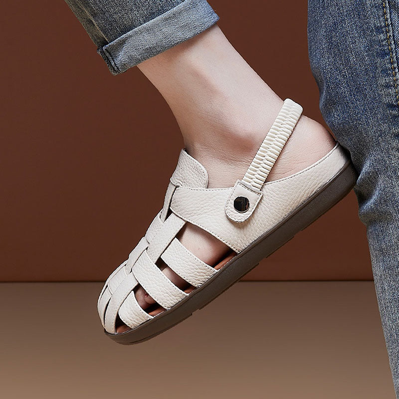 Retro Leather Breathable Soft Sole Sandals