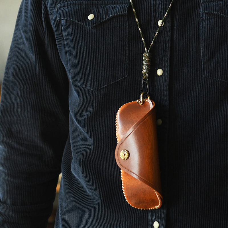 Retro Tanned Leather Glasses Case