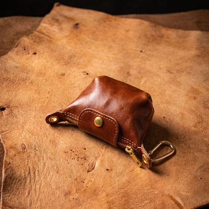 Retro Handmade Leather Zipper Coin Wallet