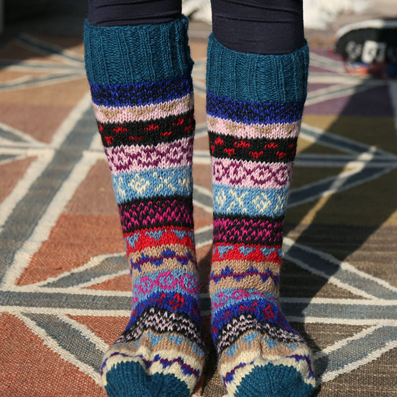 Winter Wool Colorful Mid-calf Socks Ethnic Style Socks