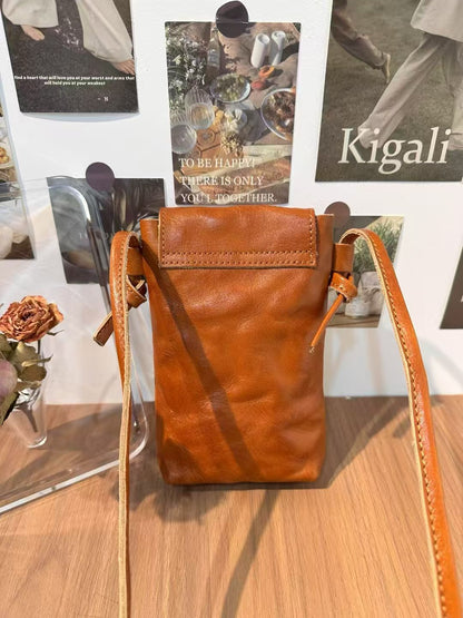 Retro Handmade Leather Mini Portable Phone Bag