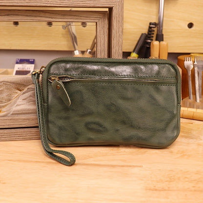 Retro Leather Distressed Top-Grain Cowhide Clutch Bag