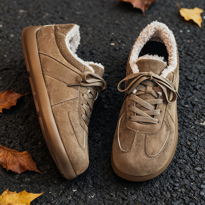 Retro Velvet Thickened Lace-up Warm Shoes