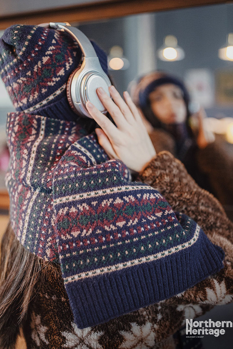 Retro Couple Warm Soft Knitted Hat and Scarf
