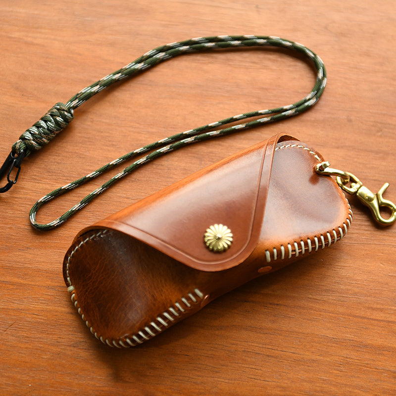 Retro Tanned Leather Glasses Case