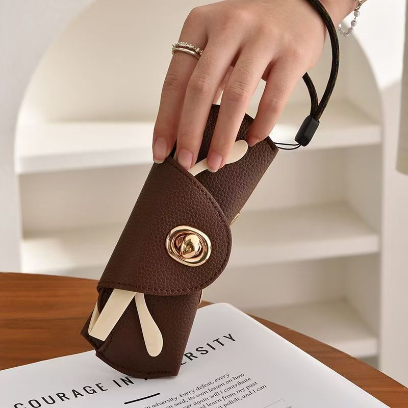 Unisex Portable Pressure-resistant Genuine Leather Prescription Glasses and Sunglasses Case