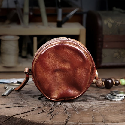 Hand-Brushed Vegetable Tanned Cowhide Coin Bag