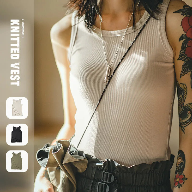 2024 Summer Knitted Threaded Tank Tops for Women Casual Ribbed Sleeveless Basic Sport Vest Sexy Slim Fit Camisole Tees