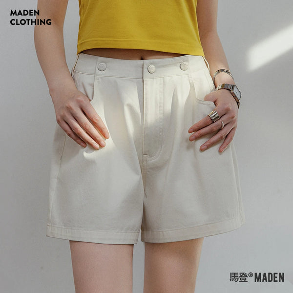 Beige Casual Shorts Women Summer Loose A-Line Wide Leg Pants Versatile Shorts Streetwear Solid Color S-XL