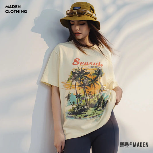 Coconut Print Short Sleeve Women T-Shirt Summer Cotton Casual Loose T Shirt Oversize Female Comfortable Tees Tops