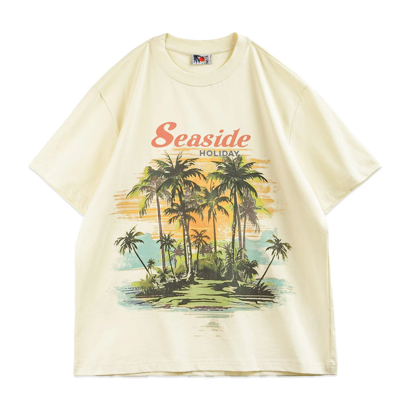 Coconut Print Short Sleeve Women T-Shirt Summer Cotton Casual Loose T Shirt Oversize Female Comfortable Tees Tops