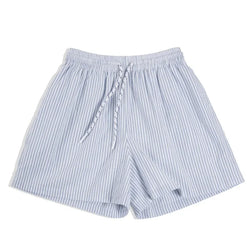 Japanese Casual Blue and White Striped Shorts for Women Cotton Loose Sports Wide Leg Short Pants High Waist Bermuda Shorts