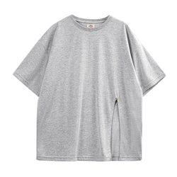 Knit Short Sleeve Women Loose Drop Sleeves Summer Basic Tees Round Neck T-shirts Oversize Top Light Gray Tees T Shirts