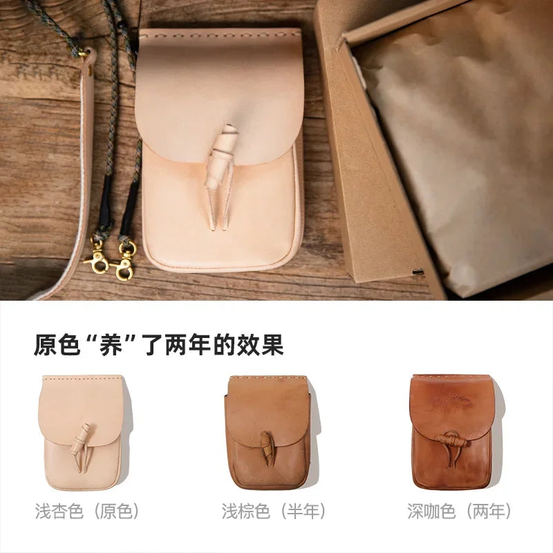 Retro Crossbody Bag Vegetable Tanning Leather Shoulder Handbag Designer Messenger Bag Weave String Golden Letters Priting