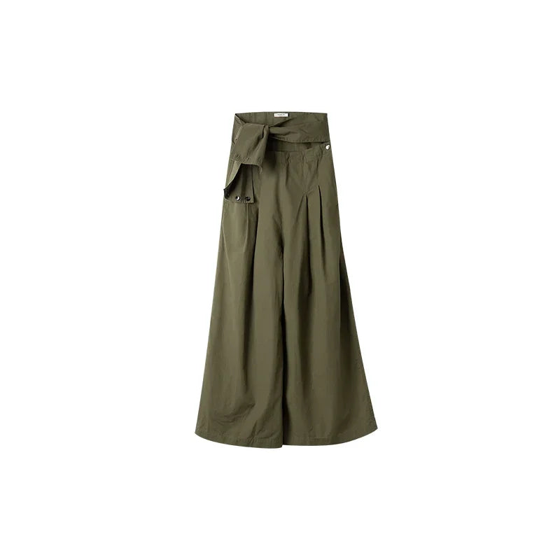 Retro High Waist Loose Wide Leg Pants Straight Casual Overalls Women Drape Thin Trousers Basic Solid Color Cargo Pants