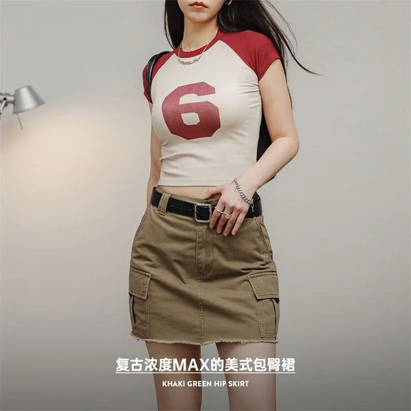 Summer Solid Color Skirt for Women High-waisted Cotton Skirt Basics Versatile A-line Half-body Skirt Female Vintage Dress