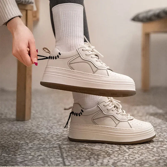 -Thick Bottom Vintage Casual Shoes for Women, Brand Designer, Sport Sneaker, Female Round Toe Athletic Skateboard Shoes